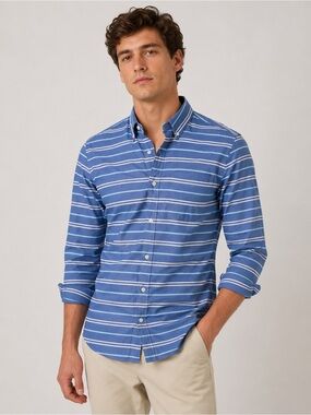 J. Crew Slim Fit Blue Striped Button Down Shirt Men’s Medium Long Sleeve Cotton